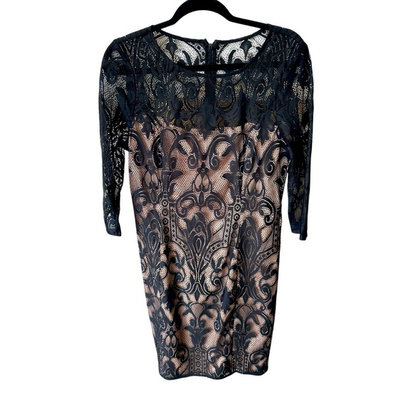 Adrianna Papell Elegant Black and Tan Lace Dress size 12 - Picture 9 of 10